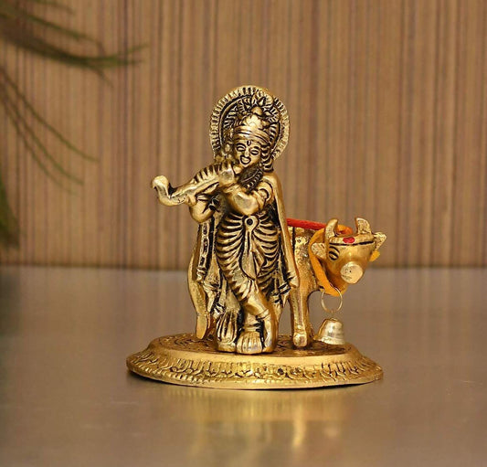 Buy Collectible India Lord Cow Krishna Idol with Kamdhenu