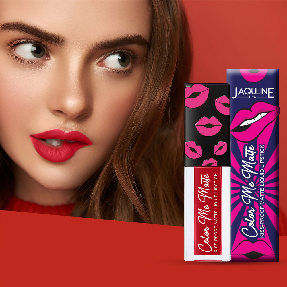 Jaquline USA Color Me Matte Liquid Lipstick  - Crimson Red