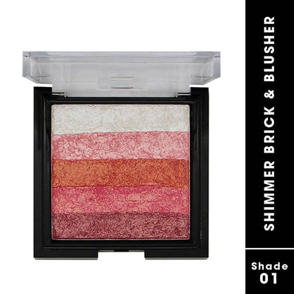 Fashion Colour Shimmer Brick & Blusher 2 in 1 Glow Bronzer Powder-Shade 01 (Medium To Fair)