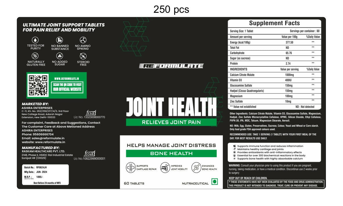 Reformulate Joint Health I Relieves Joint Pain I Helps Manage Joint Distress I Enhances Bone Health Tablets