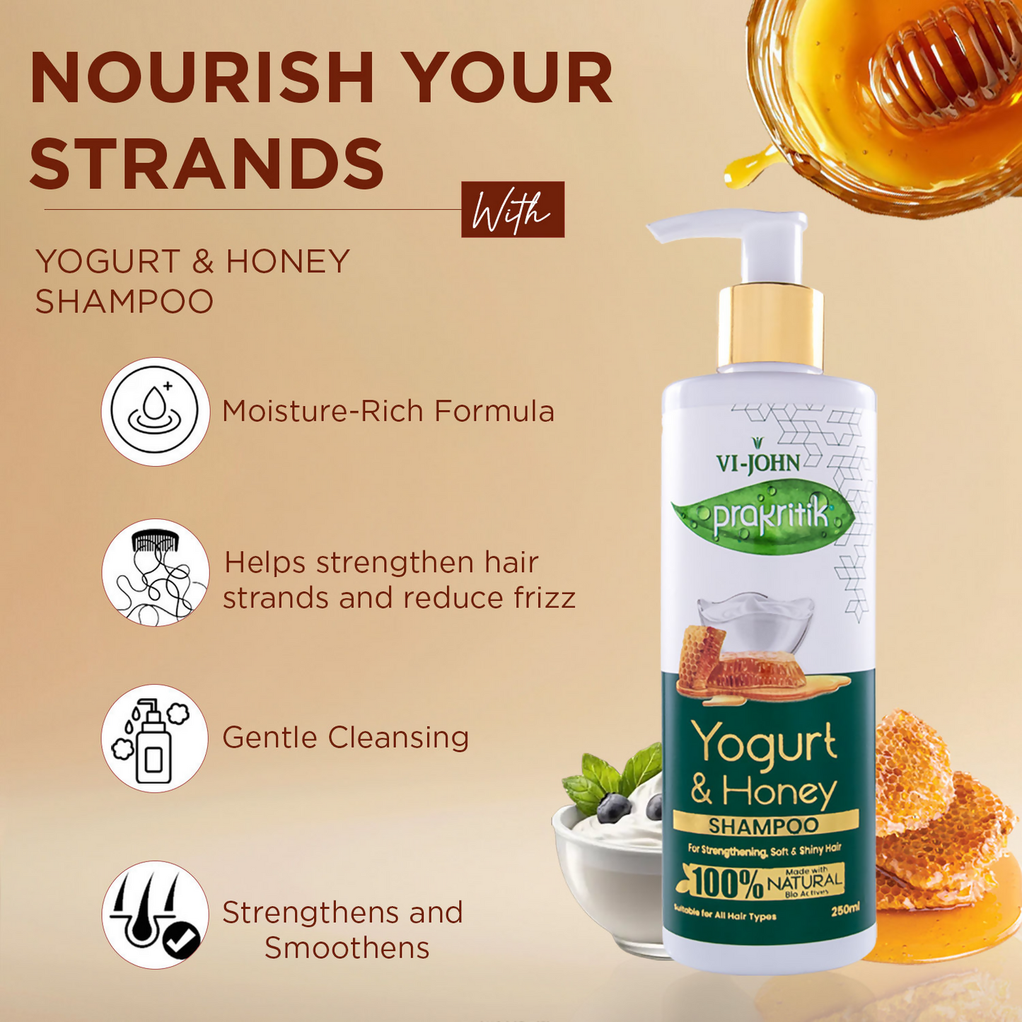 VI-JOHN Prakritik Yogurt & Honey Shampoo
