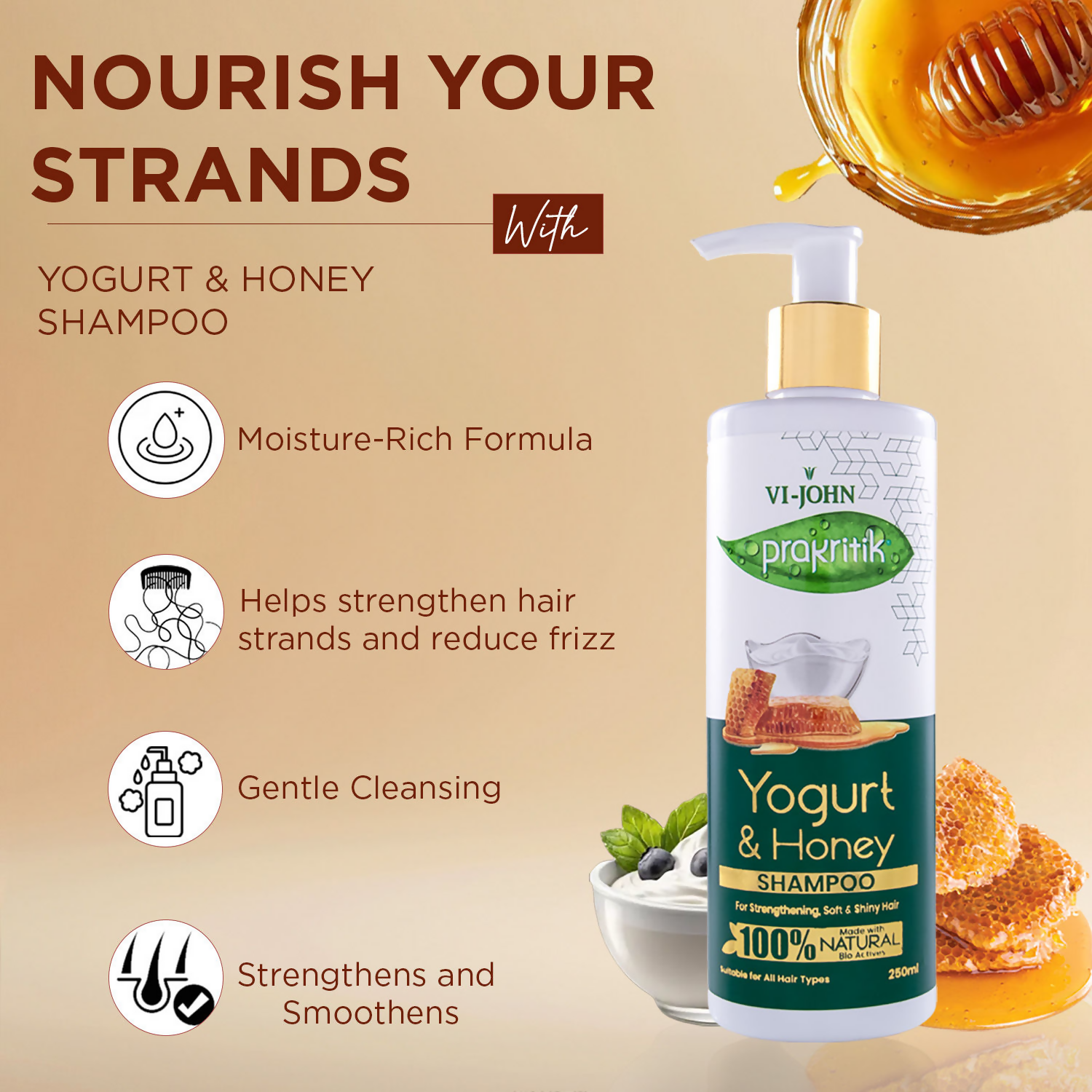 VI-JOHN Prakritik Yogurt & Honey Shampoo