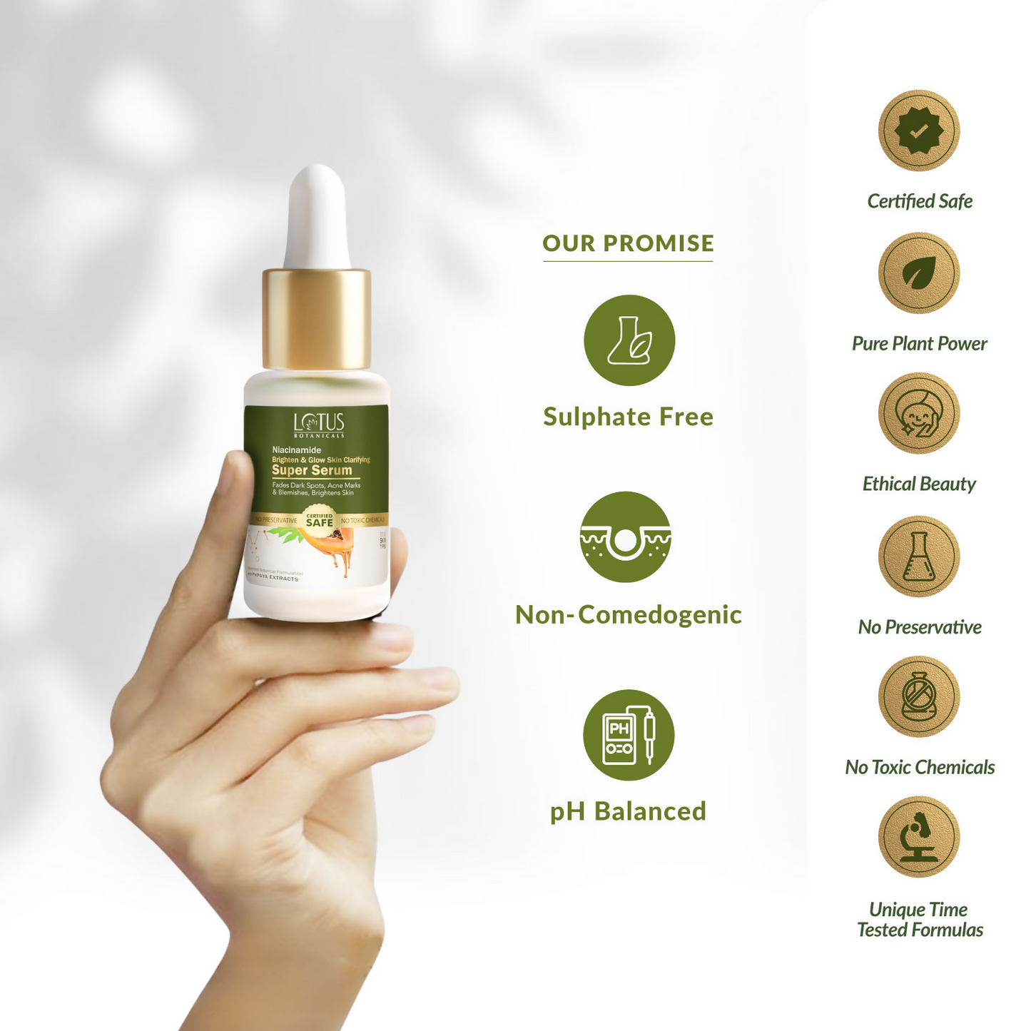 Lotus Botanicals Niacinamide & Papaya Brighten & Glow Skin Clarifying Super Serum