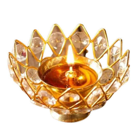 Buy Puja N Pujari Lotus Design Crystal Diya Akhand Jyoti