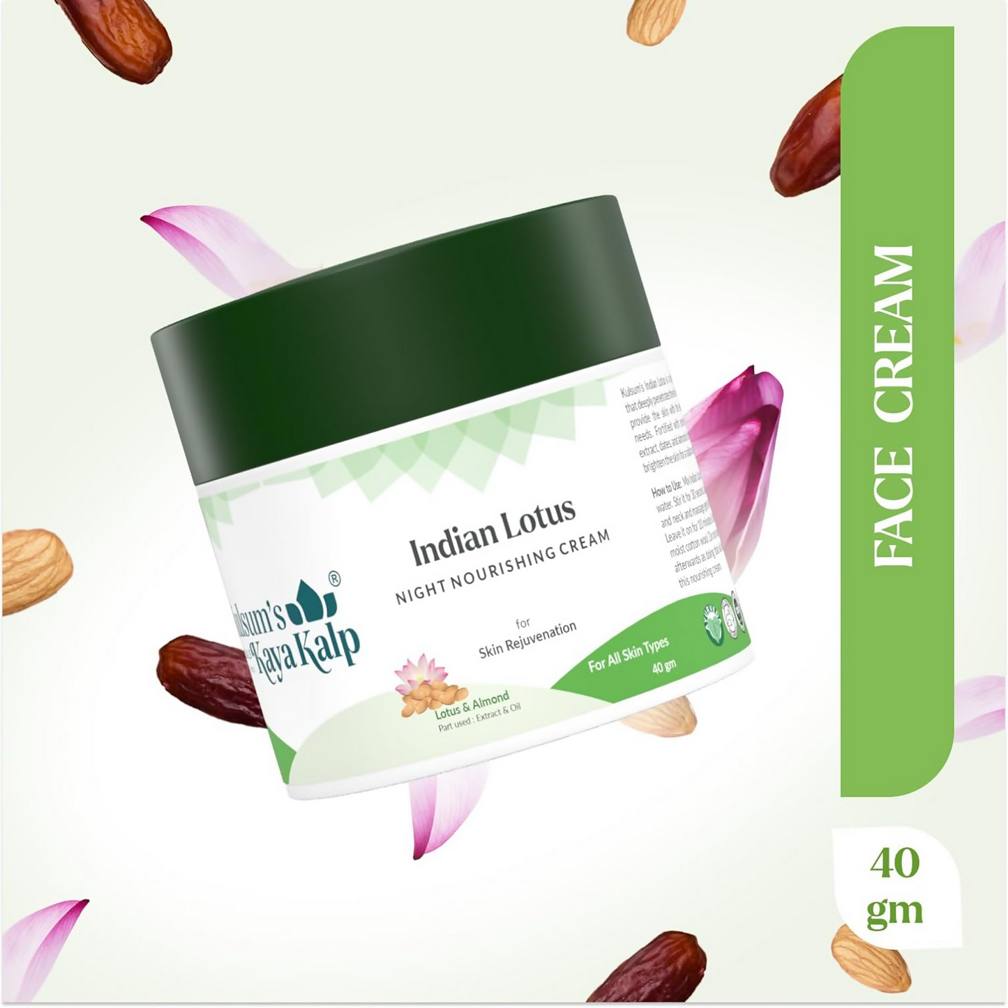 Kulsum's Kaya Kalp Indian Lotus Night Nourishing Cream For Skin Rejuvenation