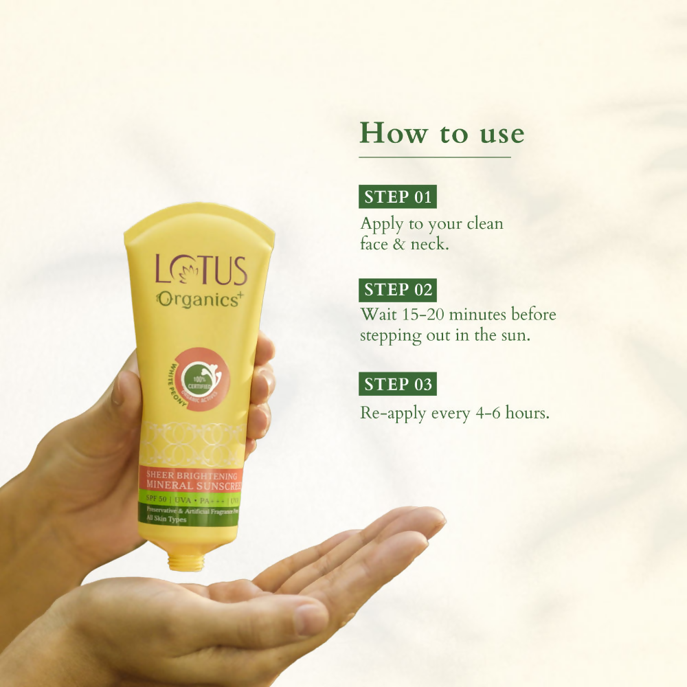 Lotus Organics Sheer Brightening Mineral Sunscreen SPF 50 PA +++