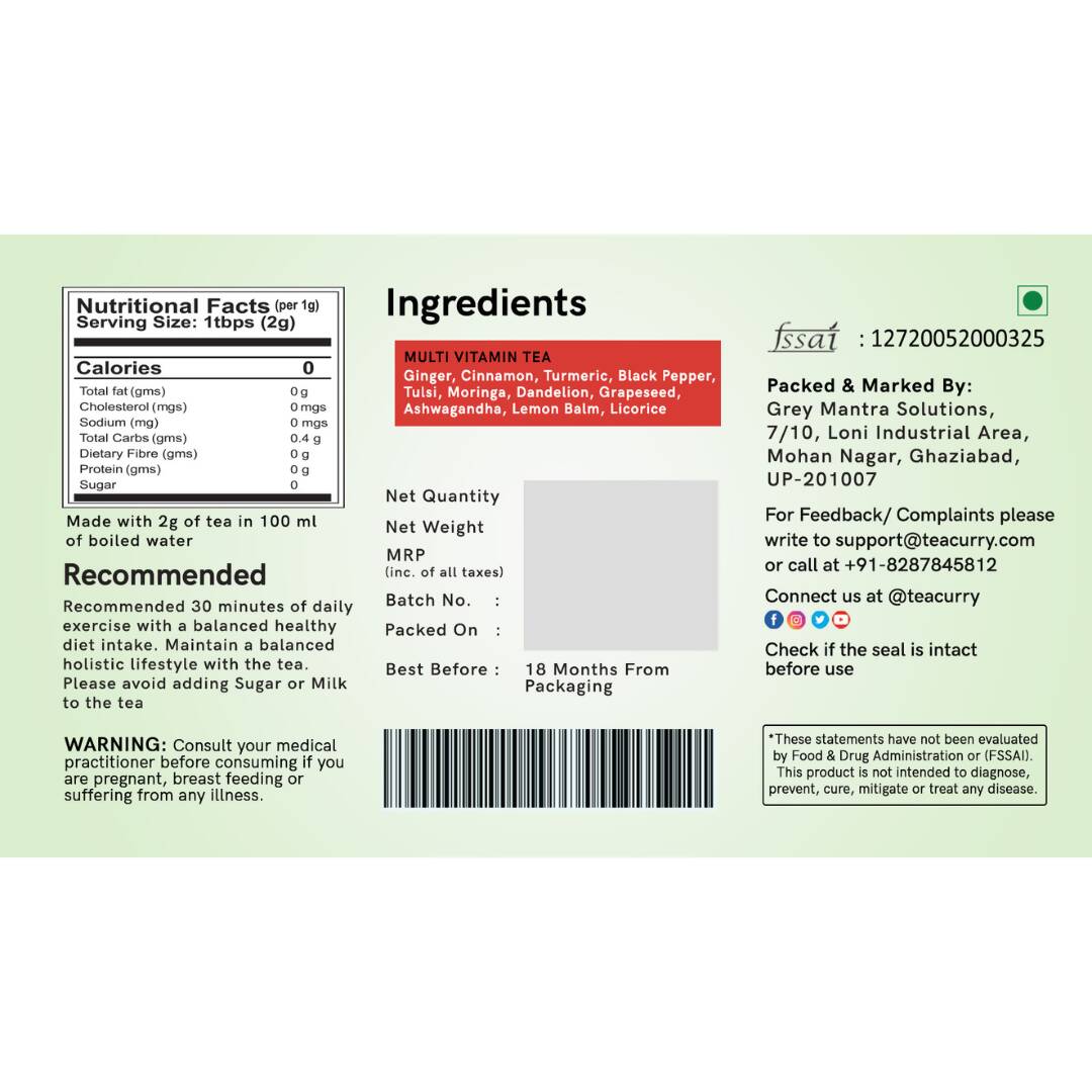 Teacurry Multi Vitamin Tea Bags - Drmedicart