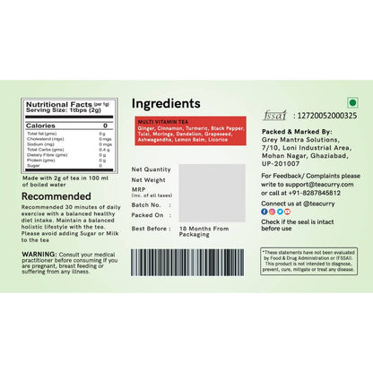 Teacurry Multi Vitamin Tea Bags - Drmedicart