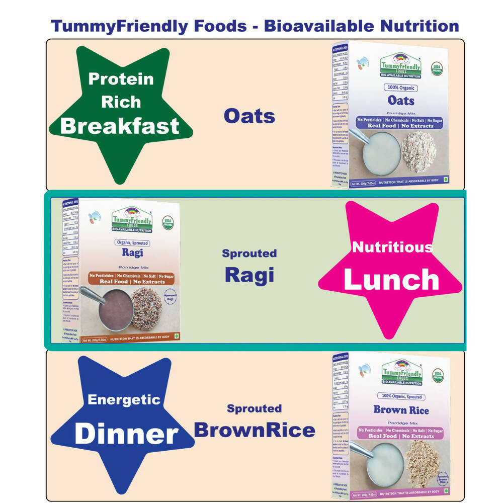 TummyFriendly Foods Certified Organic Sprouted Ragi Porridge Mix - Drmedicart