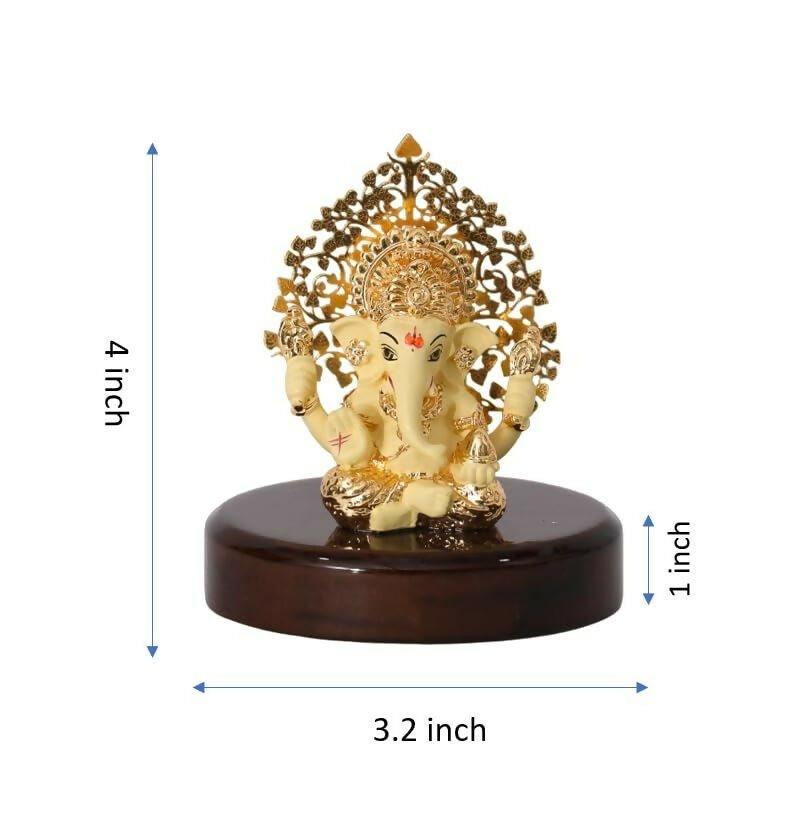 House Of Wemy Gold-Polished Lord Kalpavrikshya Tree Ganesha Idol