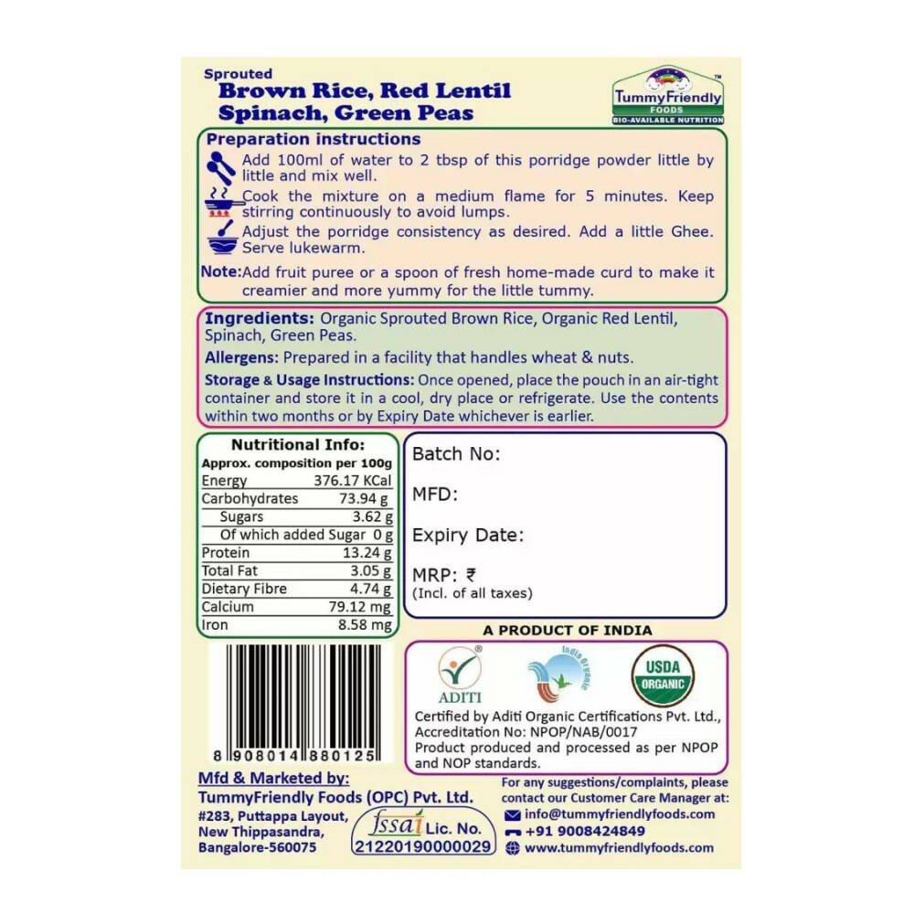 TummyFriendly Foods Certified Brown Rice Porridge Mixes - Stage1, Stage2, Stage3 - Drmedicart