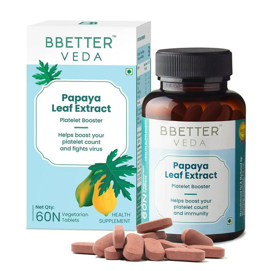 Buy BBETTER Veda Papaya Leaf Extract Platelet Booster Tablets from DrMediCart, Ship from India to USA