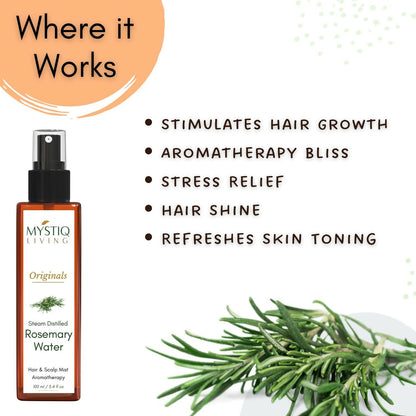 Mystiq Living Rosemary Water for Hair Growth - Hair Mist Spray