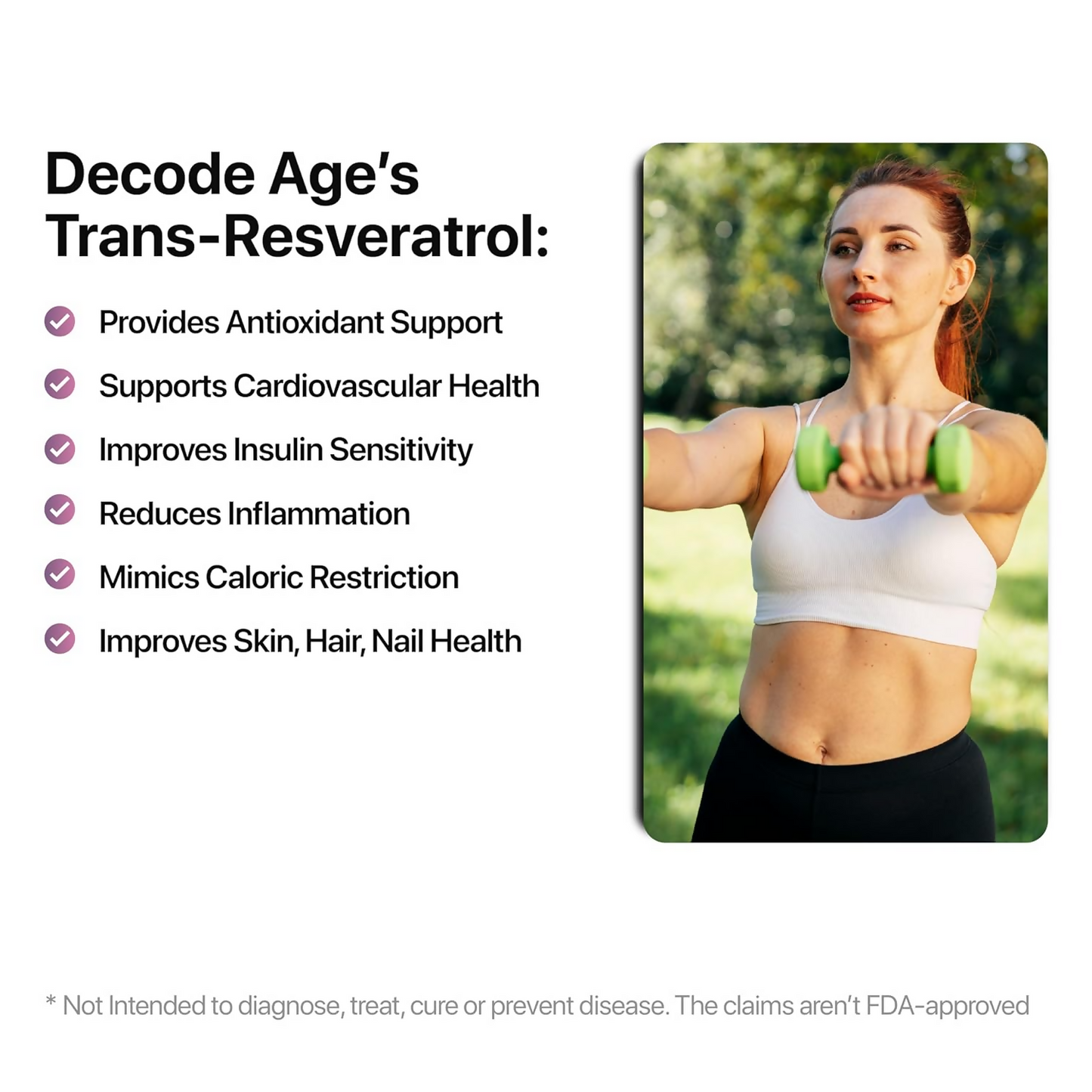 Decode Age 99.5% Pure Trans Resveratrol 250mg Supplement Capsules