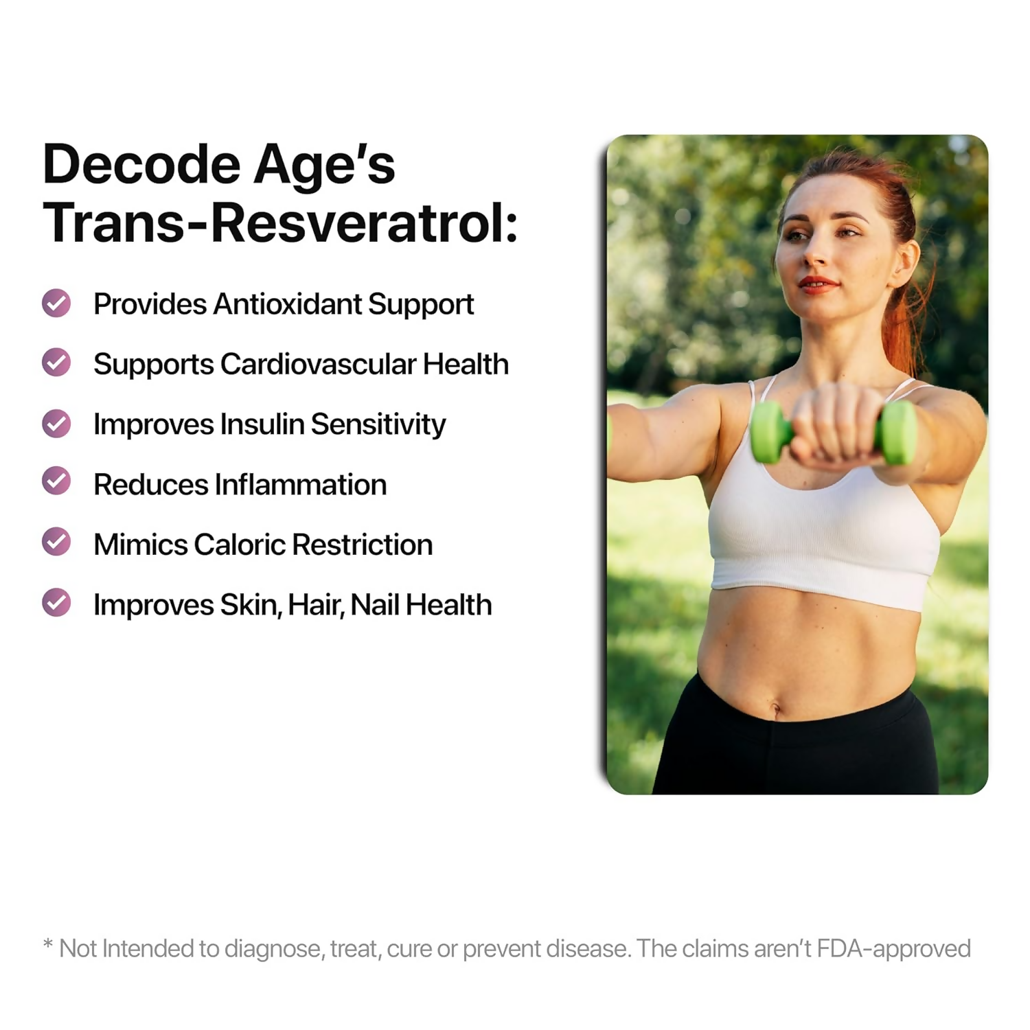 Decode Age 99.5% Pure Trans Resveratrol 250mg Supplement Capsules