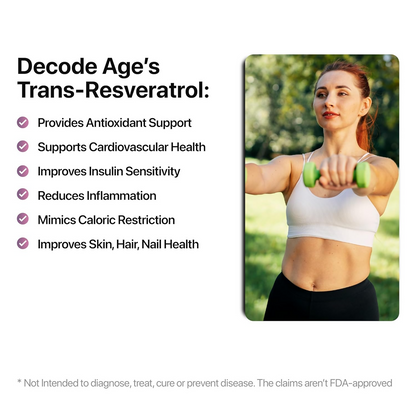 Decode Age 99.5% Pure Trans Resveratrol 250mg Supplement Capsules