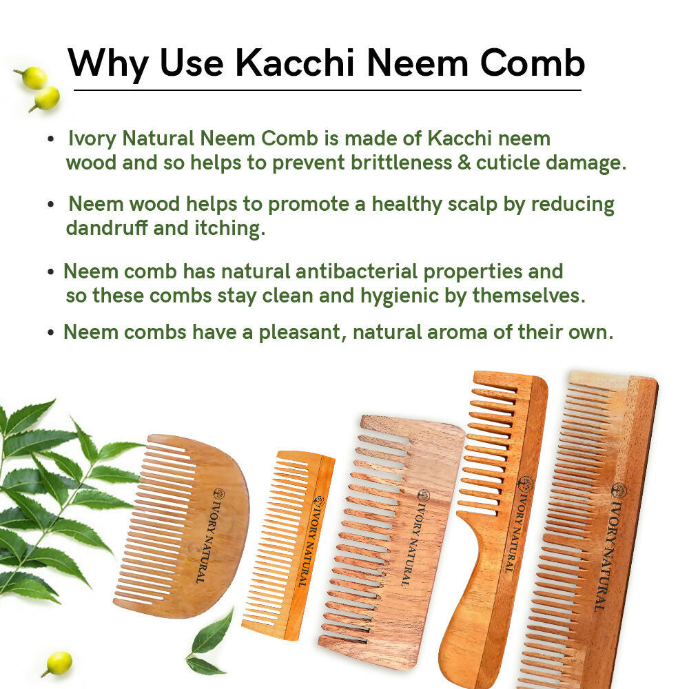 Ivory Natural Shampoo Kacchi Neem Comb Infused With Organic Oil For Hair Strengthening Natural Nourishment, Scalp Wellness