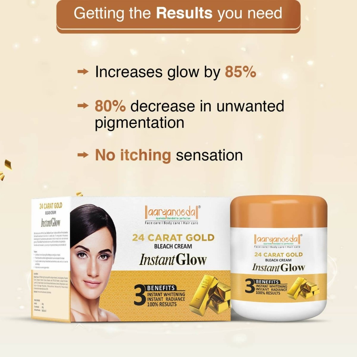 Aaryanveda 24 Carat Gold Bleach Cream