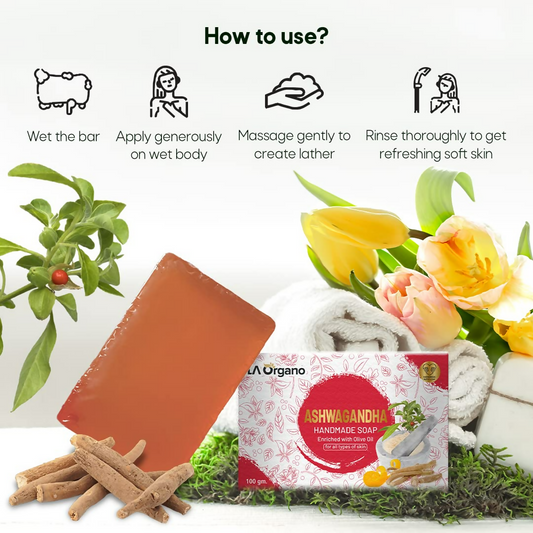 Buy LA Organo Ashwgandha Handmade Natural Bath Soap from DrMediCart, Ship from India to USA