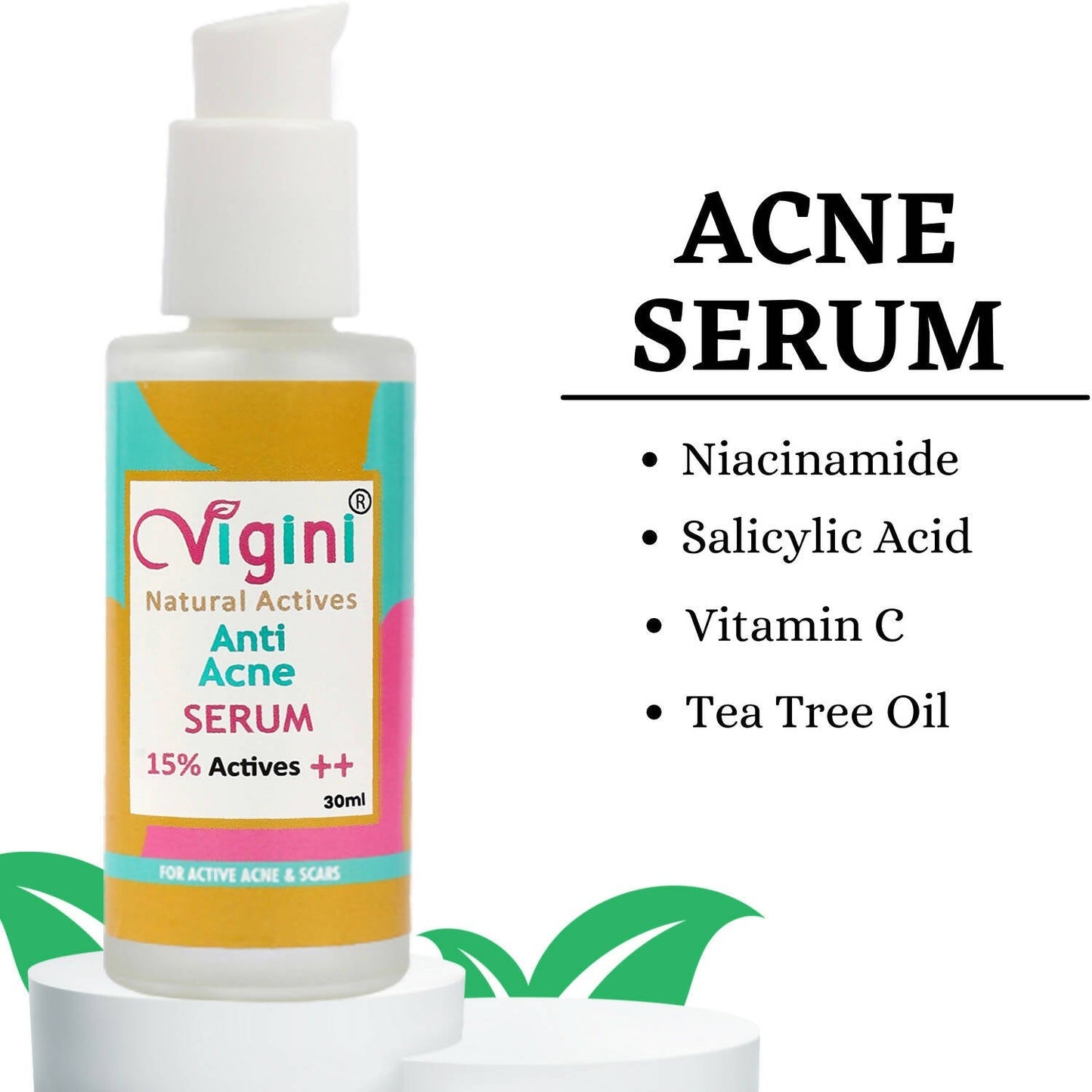 Vigini 15% Anti Acne Day Night Face Serum for Men Women Oily Skin - Drmedicart