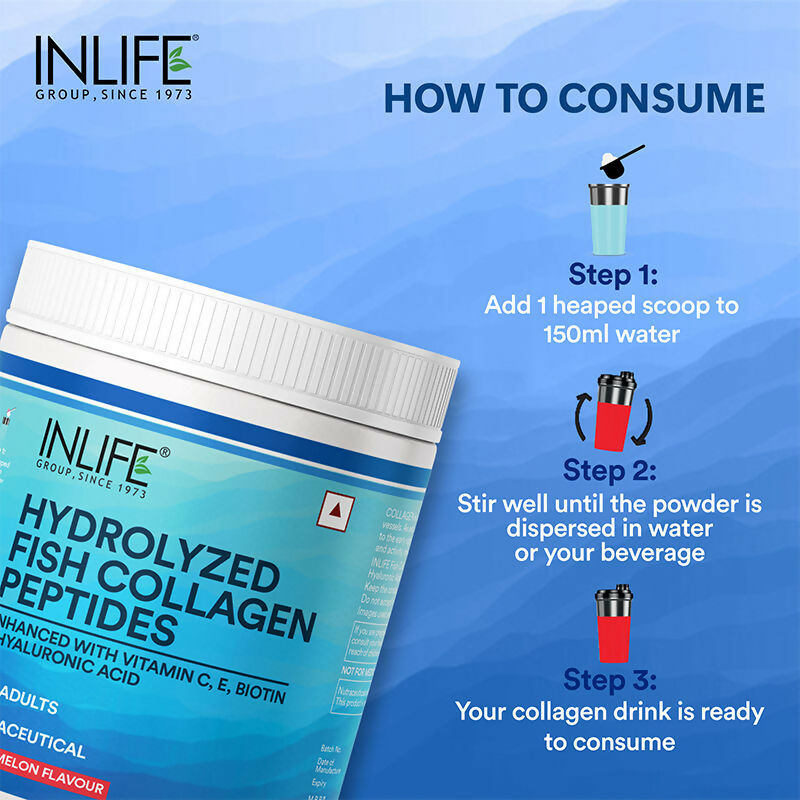 Inlife Hydrolyzed Fish Collagen Peptides Powder - Watermelon