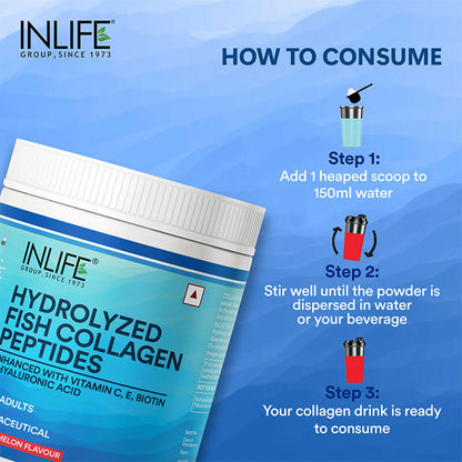Inlife Hydrolyzed Fish Collagen Peptides Powder - Watermelon