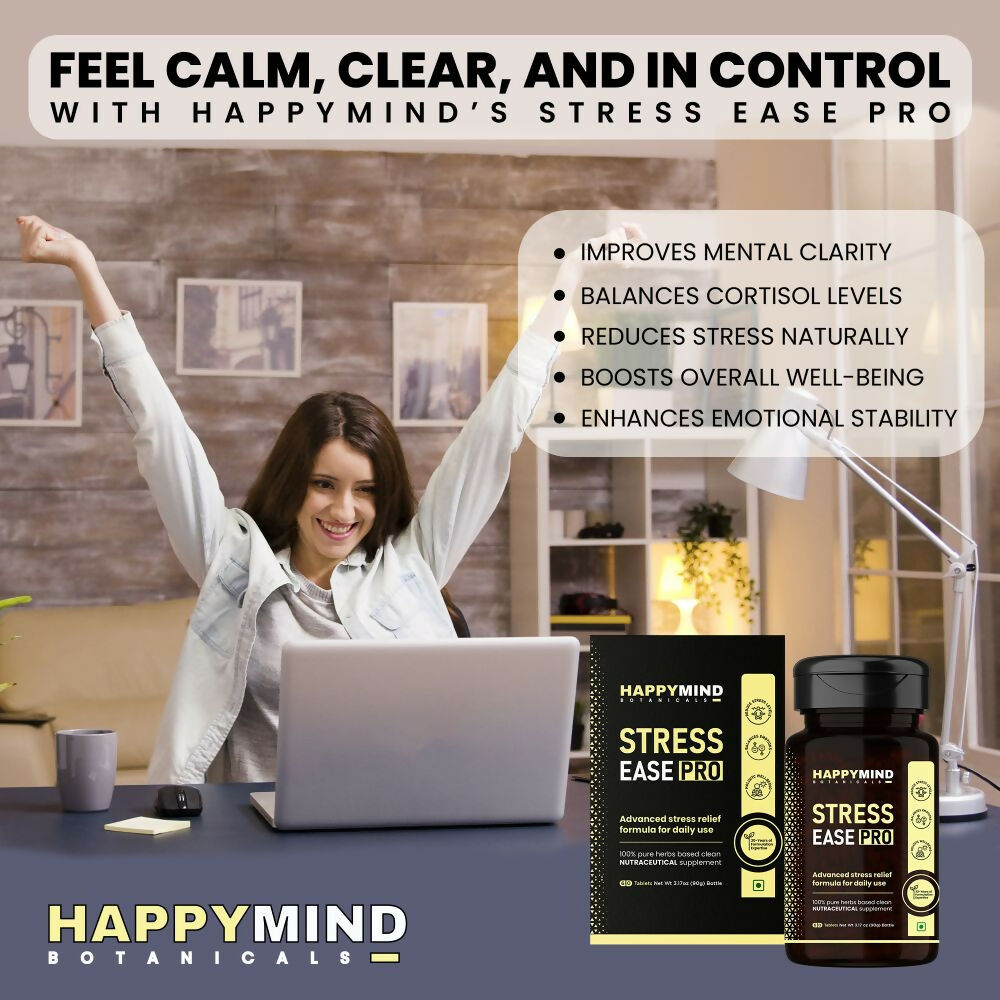 HappyMind Botanicals Stress Ease Pro Veg Tablets