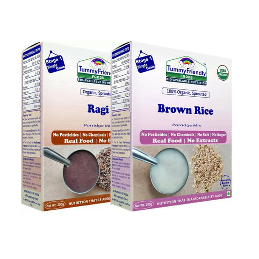 Buy TummyFriendly Foods Certified Stage1 Ragi, Brown Rice Porridge Mixes from DrMediCart, Ship from India to USA