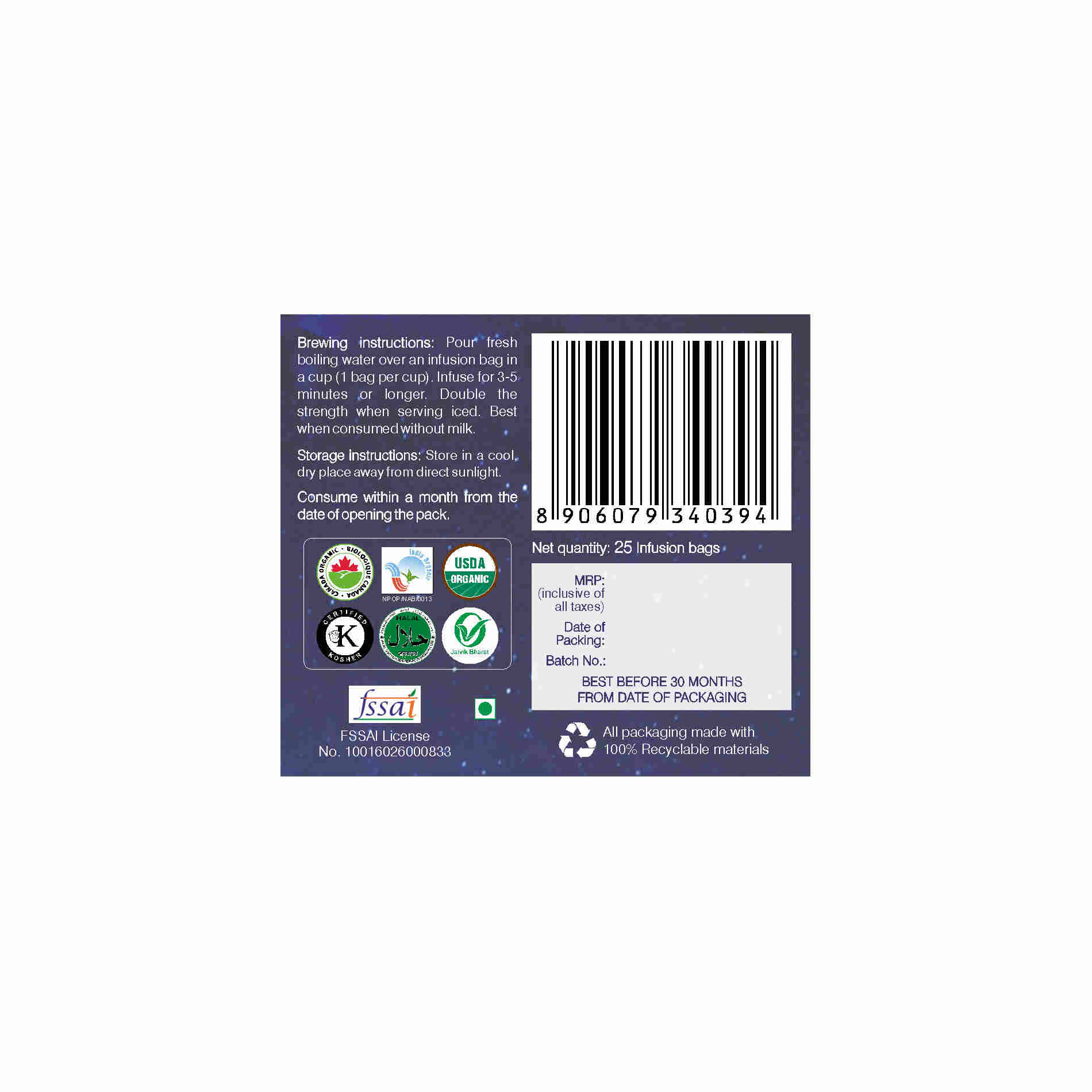 Organic Wellness Om Shanti Teabags