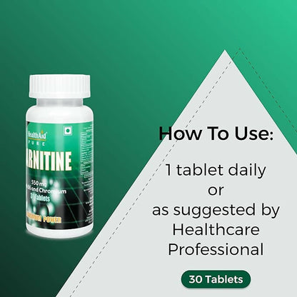 HealthAid L-Carnitine 550 mg with Vitamin B6 Chromium Tablets