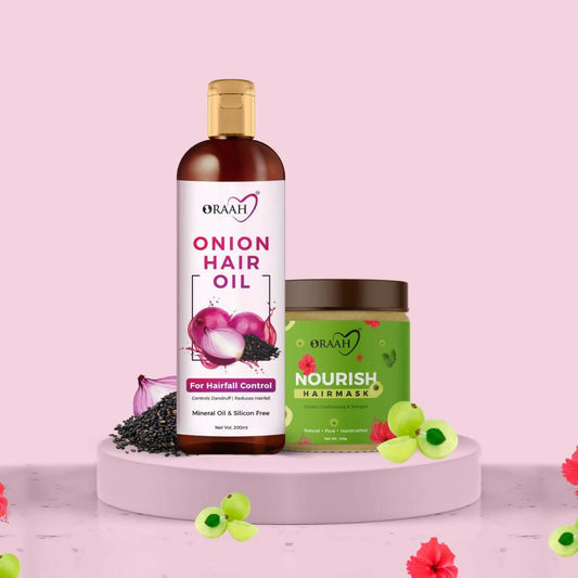 Buy Oraah Hair Care Combo (Onion Hair Oil + Hair Mask) from DrMediCart, Ship from India to USA
