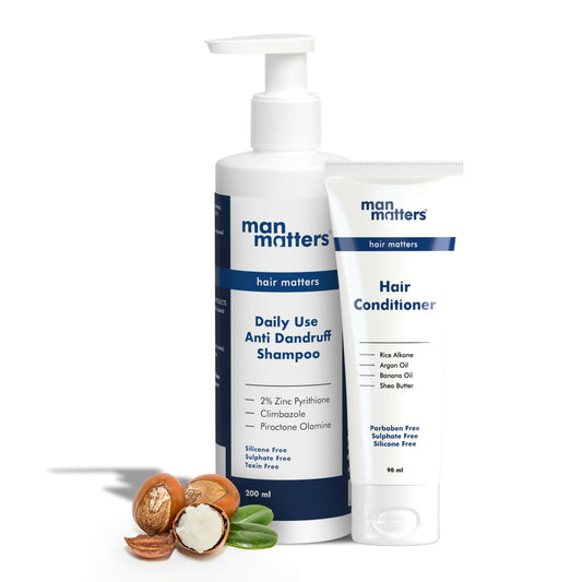 Man Matters Daily Use Anti Dandruff Shampoo & Hair Conditioner Combo - Targets Dandruff, Reduces Flakes, Nourishes Hair & Reduces Frizz