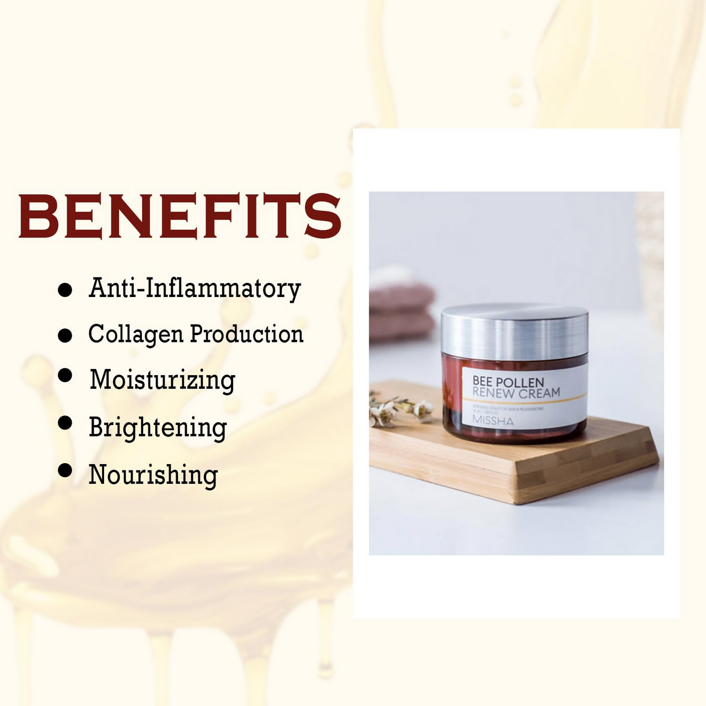 Missha Bee Pollen Renew Cream For Intense Hydration And Skin Barrier Support