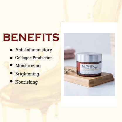 Missha Bee Pollen Renew Cream For Intense Hydration And Skin Barrier Support