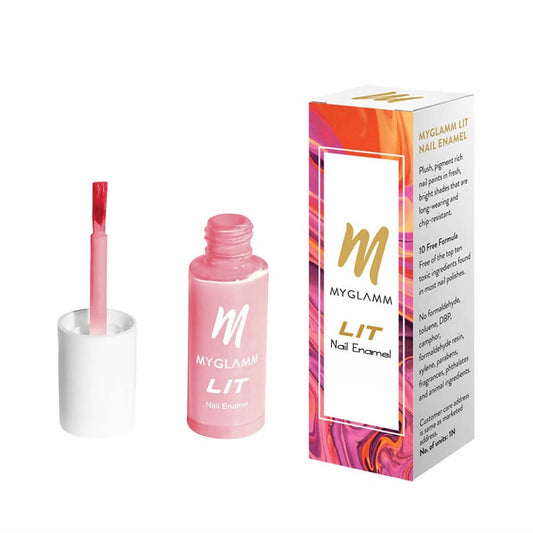 Myglamm LIT Nail Enamel - Crushing - Punch Pink Shade (7 Ml) - DrMediCart