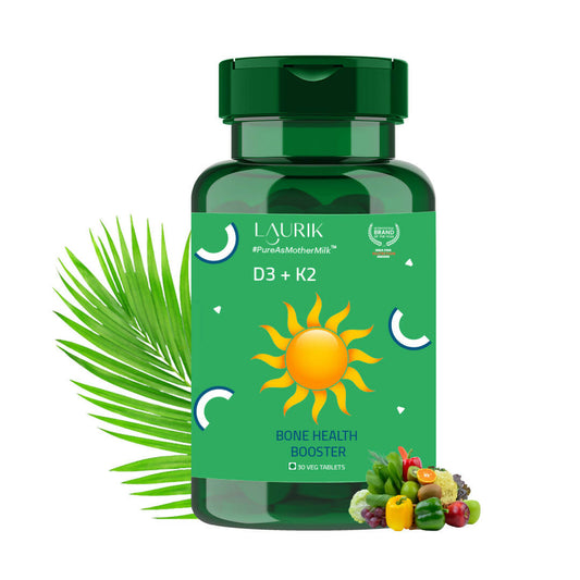 Laurik Vitamin D3, K2 Plant Based Veg Vitamin D3 Immunity Supplement Tablets For Strong Bones