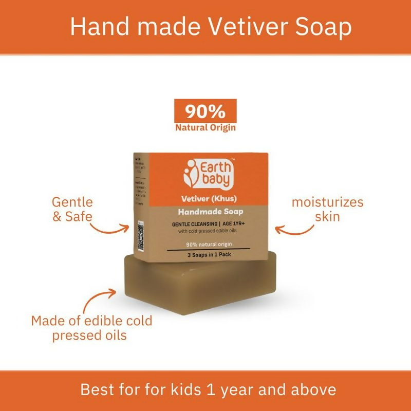Earthbaby Natural Handmade Vetiver (Khus) Bath Soap