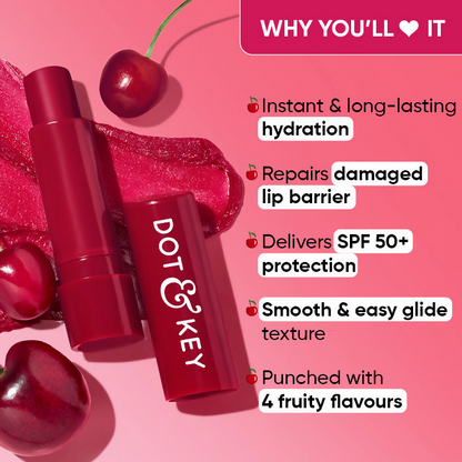 Dot & Key Barrier Repair Hydrating Lip Balm SPF 50 With Ceramides & Peptides Cherry Crimson
