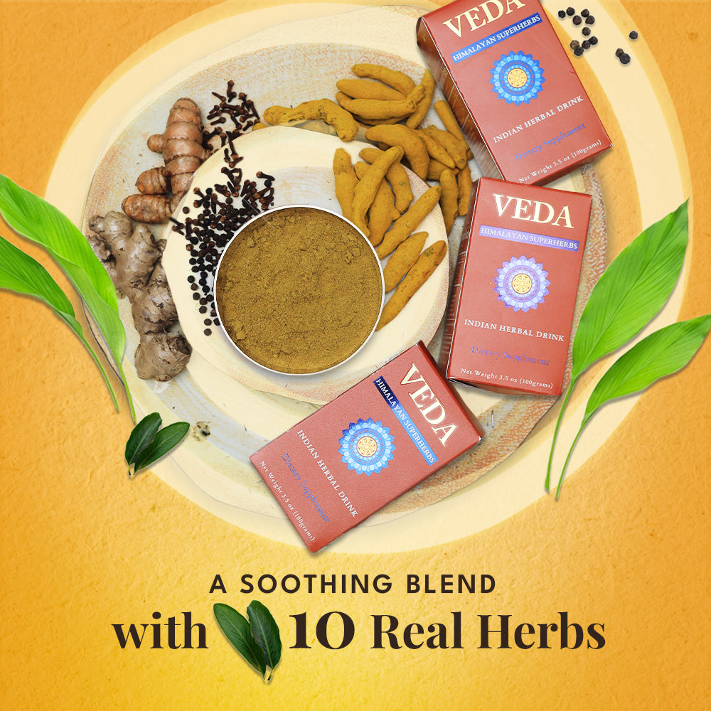 Veda Wellness Kadha - Diabetics Friendly, Fortified with Himalayan Superherbs For Cough & Cold