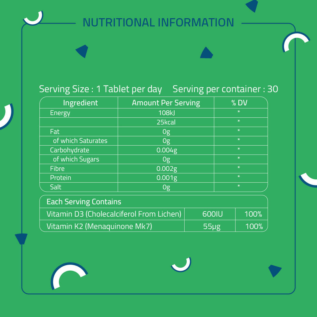 Laurik Vitamin D3, K2 Plant Based Veg Vitamin D3 Immunity Supplement Tablets For Strong Bones