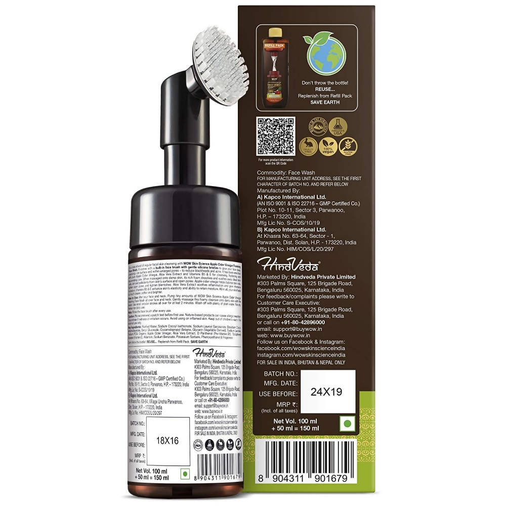 Wow Skin Science Apple Cider Vinegar Foaming Face Wash - Drmedicart