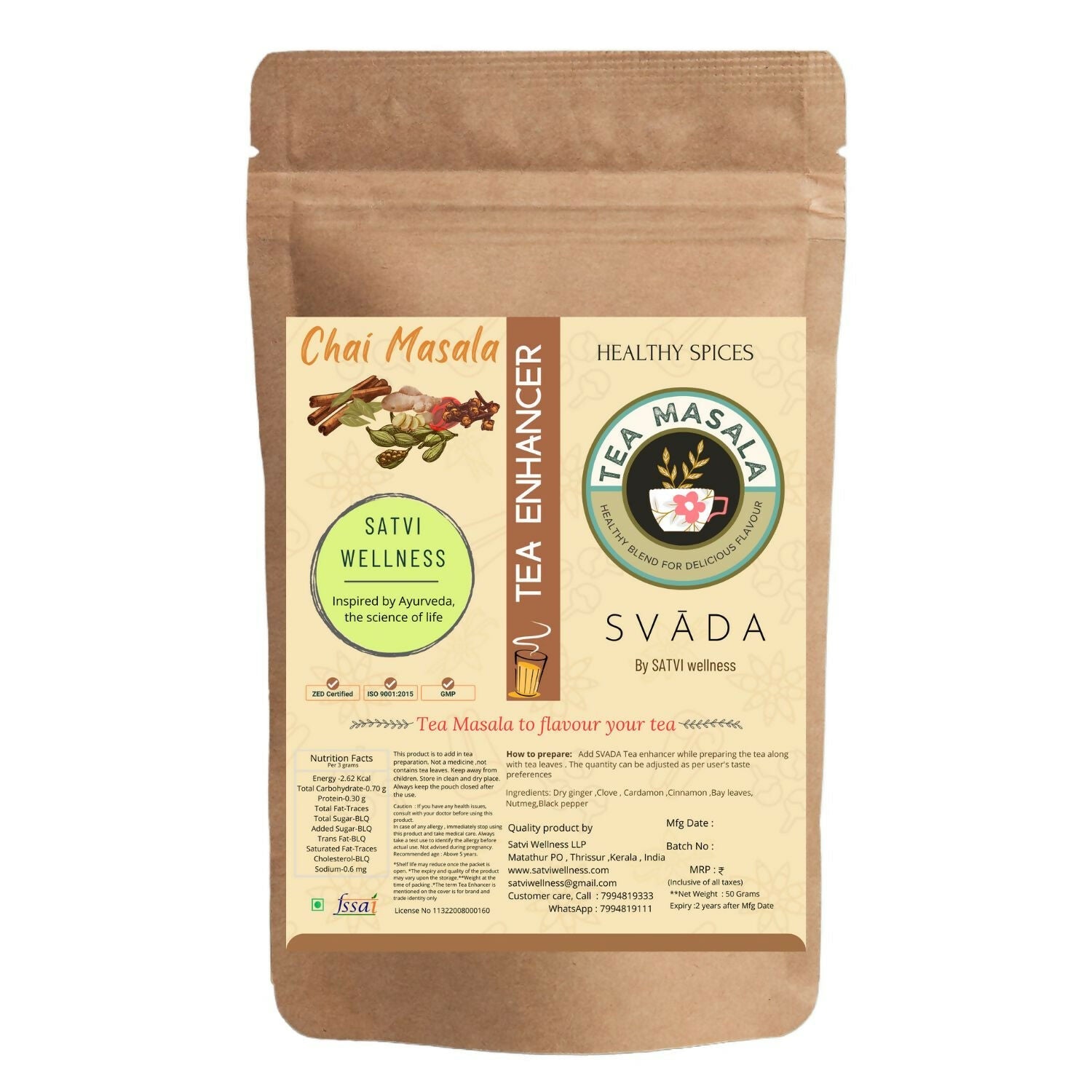 Buy Satvi Wellness Tea masala | Indian Chai Masala | Tea Enhancer | Ginger tea mix from DrMediCart, Ship from India to USA