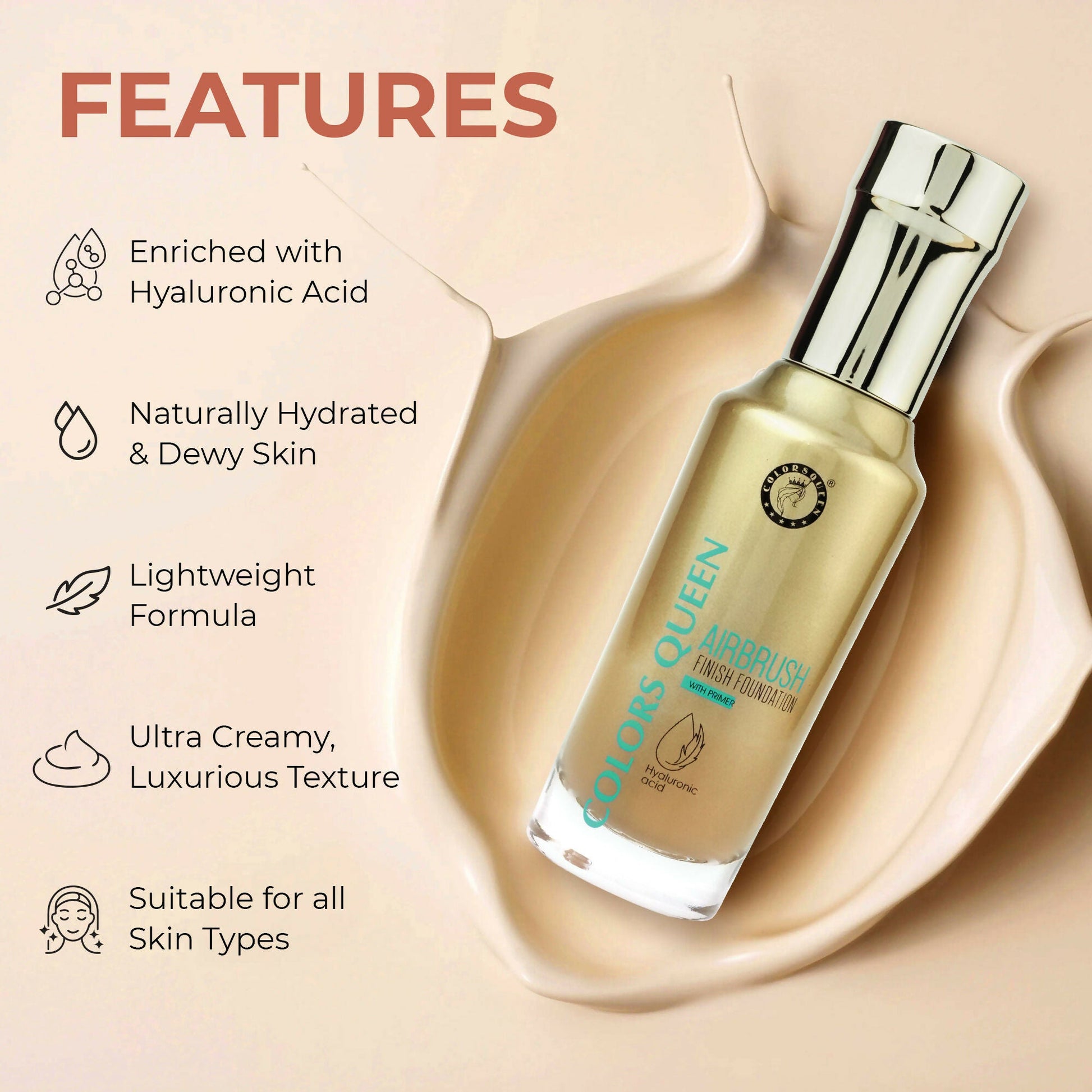 Colors Queen Airbrush Foundation With Primer - Classic Ivory