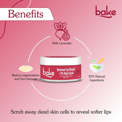 Bake 2% Kojic Acid Beetroot Lip Scrub For Dark Lips & Pigmentation