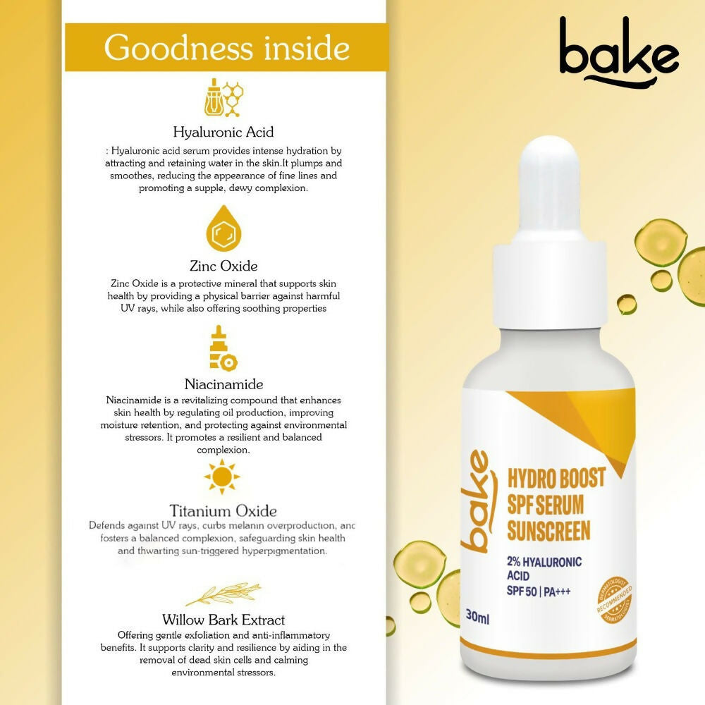 Bake 2% Hyaluronic Acid Hydro Boost Sunscreen Serum Spf 50 Pa+++
