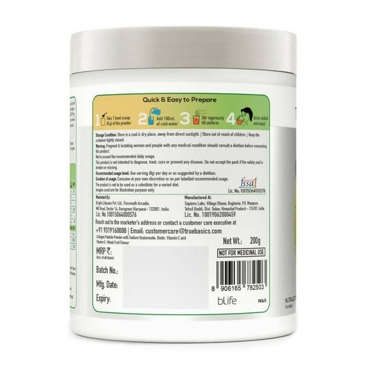 Buy TrueBasics Collaskin Mixed Fruit Flavour 100% Vegetarian Collagen Peptides from DrMediCart, Ship from India to USA