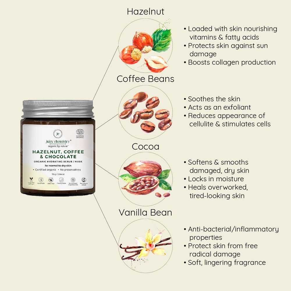 Juicy Chemistry Hazelnut, Coffee & Chocolate Face Scrub - DrMediCart