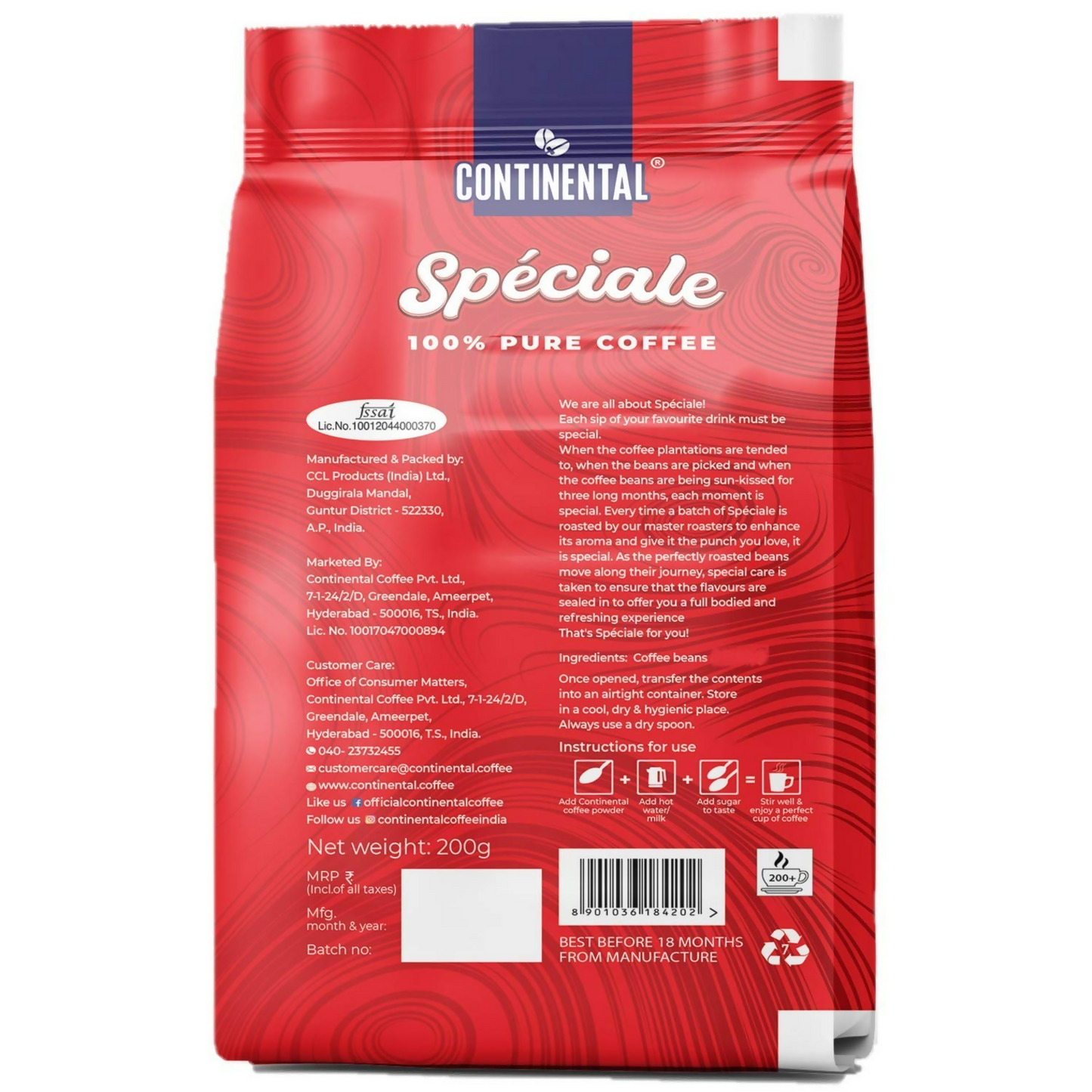 Continental Speciale Instant Coffee Granules Pouch