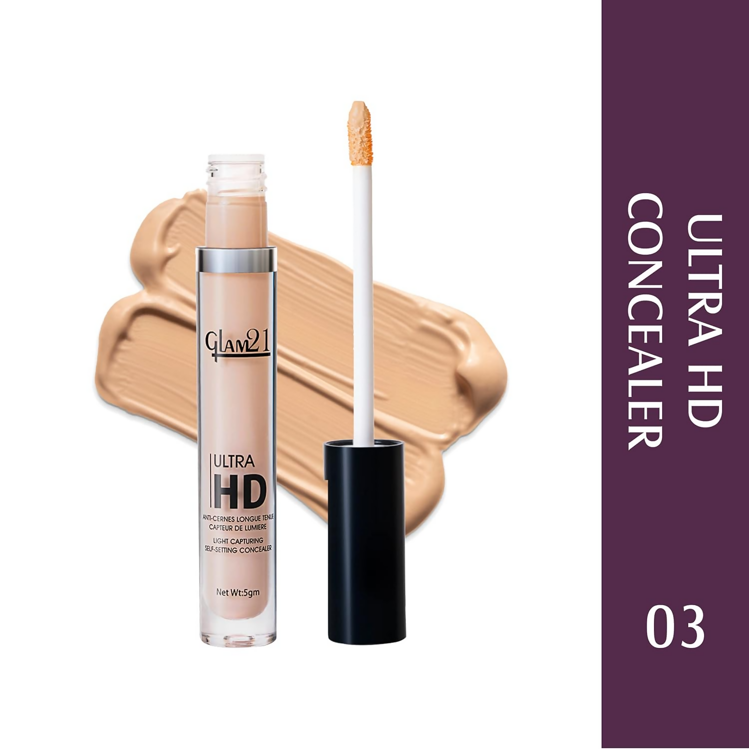 Glam21 Ultra HD Liquid Concealer for HD Finish - Medium Warm