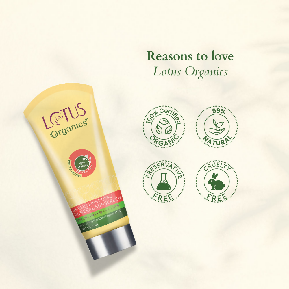Lotus Organics Sheer Brightening Mineral Sunscreen SPF 50 PA +++